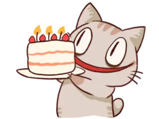 🎂 f908455b kat, taart, verjaardag, feest, schattig, vrolijk telegram sticker