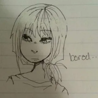 😕 3de79dfc bored.. เบื่อ, สเก็ตช์, ผู้หญิง, ภาพวาด, ภาพเหมือน telegram sticker