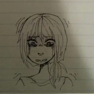 😭 5692f78d สเก็ตช์, เศร้า, อารมณ์, ภาพเหมือน, ภาพวาด telegram sticker