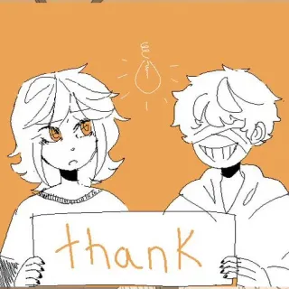 💡 5875720a thank ขอบคุณ, การ์ตูน, ภาพประกอบ, สีส้ม, หลอดไฟ telegram sticker