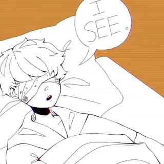 😮 bff39c89 I SEE ตัวละคร, นอนหลับ, ผ้าปิดตา, ข้อความ telegram sticker