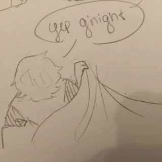 🛌 d23c3057 yep g'night ราตรีสวัสดิ์, นอนหลับ, สเก็ตช์, การ์ตูน telegram sticker