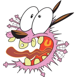 😫 61d74364 Courage Courage the Cowardly Dog cartoon, dog, scared, pink, Courage the Cowardly Dog telegram sticker