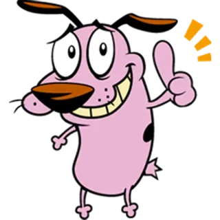👍 bbb54c51 Courage the Cowardly Dog cartoon, dog, courage, scared, pink telegram sticker