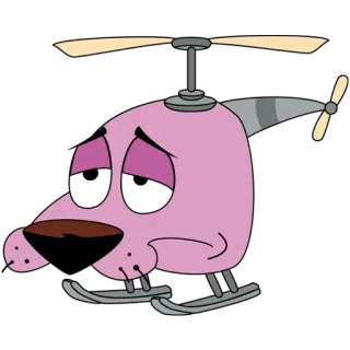 🚁 ccaa8c82 Courage the Cowardly Dog cartoon, dog, helicopter, sad, courage telegram sticker