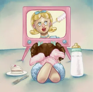 😊 53b621d7 мультфильм, шприц, инъекция, ребенок, телевизор telegram sticker