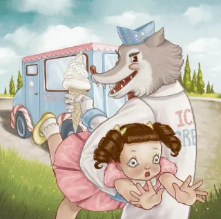 😰 bf9493c3 волк, ребенок, мороженое, похищение, страшный, страх, ужасы telegram sticker