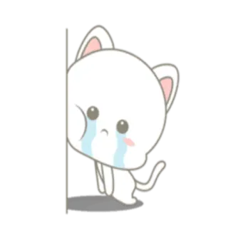 😭 e60397bc gatto, triste, piangendo, bianco, cartone animato, adesivo telegram sticker