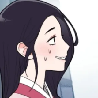 🖤 d7ac019e 女性, 漫画, 笑顔, 赤面, ポートレート telegram sticker