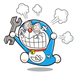 😡 0d005078 Doraemon doraemon, tức giận, hoạt hình, robot, mỏ lết telegram sticker