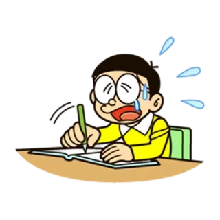 😓 2e7e134d Nobita Nobi Doraemon Anime, Khóc, Học tập, Trường học, Bàn học telegram sticker