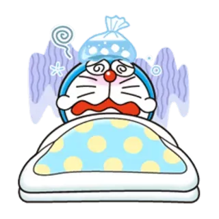 🤒 ba4dddd2 Doraemon ốm, cảm lạnh, doraemon, anime, nhân vật, hoạt hình telegram sticker