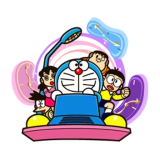 🕰 d4c66133 Doraemon doraemon, hoạt hình, anime, bạn bè, tàu vũ trụ, nhân vật telegram sticker