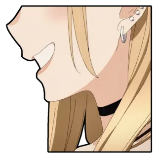 😏 63366439 Anime, Orecchini, Capelli biondi, Girocollo, Profilo, Cartone animato telegram sticker