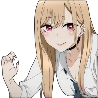 ☺️ a50688c3 Marin Kitagawa My Dress-Up Darling anime, ragazza, bionda, personaggio, sorriso, carina telegram sticker