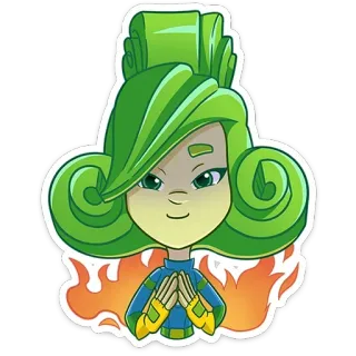 😈 3611ca2f Kreskówka, Postać, Zielony, Ogień, Uśmiechnięty, Przyjazny telegram sticker