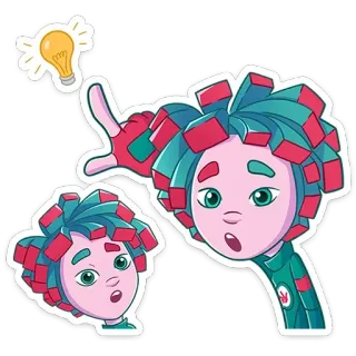 💡 82c99464 Kreskówka, Żarówka, Pomysł, Postać, Naklejka telegram sticker