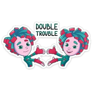 💁‍♂️ ac4d962f DOUBLE TROUBLE kreskówka, naklejka, podwójne kłopoty, dzieci, animacja, postacie telegram sticker