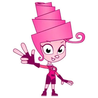 ✌️ a28c19b0 Мультфильм, Розовый, Персонаж, Машет рукой, Девочка whatsapp sticker