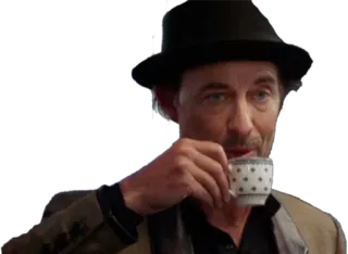 ☕️ e0dfd706 pria, topi, kopi, potret whatsapp sticker