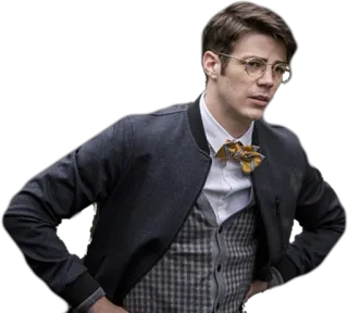 😔 f00245c5 Barry Allen The Flash barry allen, flash, dasi kupu-kupu, pria, kacamata, tampan whatsapp sticker