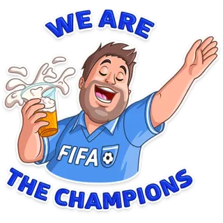 🍺 1d0e55db WE ARE THE CHAMPIONS voetbal, sport, viering, FIFA, fan telegram sticker