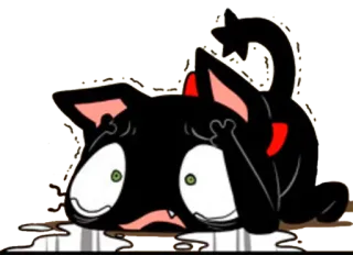 😭 efab8ba3 Katze, schwarze Katze, Cartoon, traurig, weinend telegram sticker