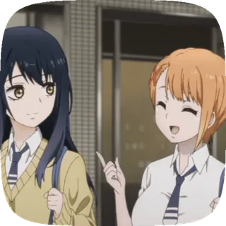 😁 3b88e9eb anime, school, friends, uniforms, girls, smiling telegram sticker