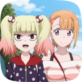 😐 e32d23f1 anime, cartoon, girl, cute, friendship, smiling telegram sticker