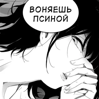 🐶 913591f9 ВОНЯЕШЬ ПСИНОЙ 漫画, 动漫, 俄语, 文字, 侮辱 telegram sticker