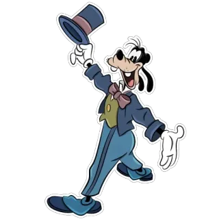 🍾 9c0d29ab Goofy おっちょこちょい, 漫画, ディズニー, キャラクター, 帽子, 挨拶 telegram sticker