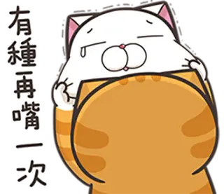 😒 ad15f25c 有種再噓一次 kot, kreskówka, naklejka, płacz, smutny, chiński tekst telegram sticker