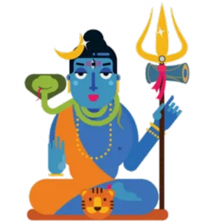 🔱 88ac73bb Shiva Divinità indù, Shiva, Dio indiano, Figura religiosa, Induismo, Tridente, Cobra telegram sticker