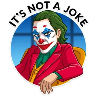 😠 3908a3ef Joker IT'S NOT A JOKE Joker, Clown, DC Comics, Méchant, Personnage telegram sticker