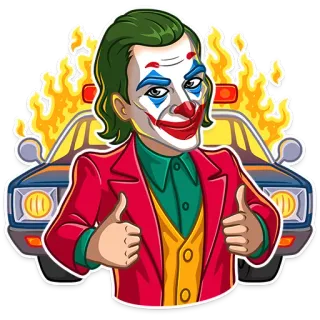👍 52cb3e36 Joker Joker, Clown, Crime, Vilain, Voiture de police, Feu telegram sticker