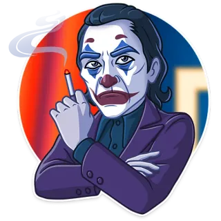 😠 69f07973 Joker Joker, Clown, Cigarette, Vilain, DC Comics telegram sticker