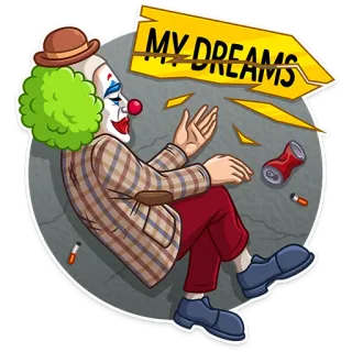 😵 a39cbada Joker MY DREAMS clown, triste, Joker, rêves, cigarettes, canette de bière telegram sticker