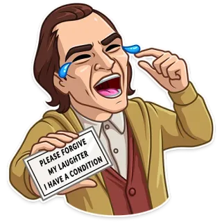 😬 b3f75c48 Joker Joker (2019 film) PLEASE FORGIVE MY LAUGHTER I HAVE A CONDITION Joker, Arthur Fleck, Joaquin Phoenix, Rire, Pleurer, Santé mentale, Condition telegram sticker