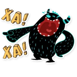 😂 3dff90df XA! XA! monster, laugh, cartoon, funny, black, cute telegram sticker
