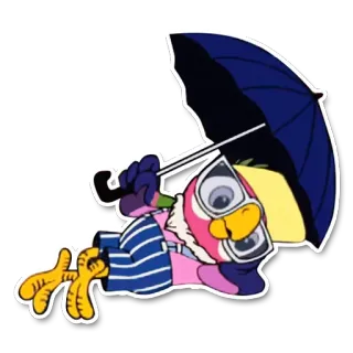 😋 c6d4db78 만화, 새, 우산, 비, 스티커 telegram sticker