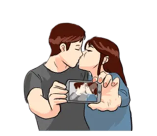 💏 4370d709 Paar, Kuss, Liebe, Romantik, Selfie, Beziehung whatsapp sticker