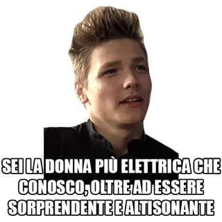 😝 3aca5867 SEI LA DONNA PIÙ ELETTRICA CHE CONOSCO, OLTRE AD ESSERE SORPRENDENTE E ALTISONANTE イタリア, 引用, 女性, 電気 telegram sticker