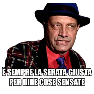 💀 86fb41b7 È SEMPRE LA SERATA GIUSTA PER DIRE COSE SENSATE イタリア, 引用, 男性, 帽子, 賢明, 夜 telegram sticker