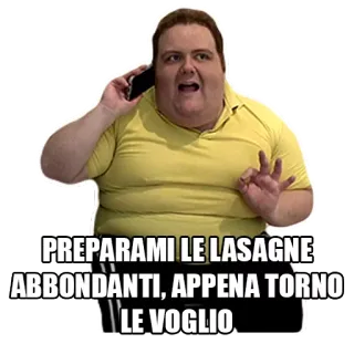 🍝 89e49965 PREPARAMI LE LASAGNE ABBONDANTI, APPENA TORNO LE VOGLIO ラザニア, 食べ物, イタリアン, 料理, パスタ, 空腹 telegram sticker