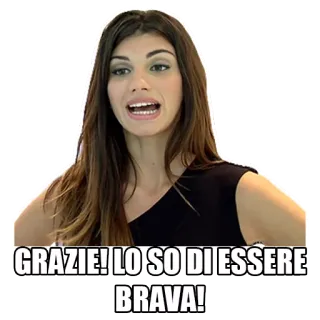 👏 a6eb32d4 GRAZIE! LO SO DI ESSERE BRAVA! イタリア語, 女性, 感謝, アファメーション, 褒め言葉, ありがとう telegram sticker
