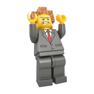😤 48b095cc Лего, Минифигурка, злой, костюм, галстук, стресс, руки вверх telegram sticker