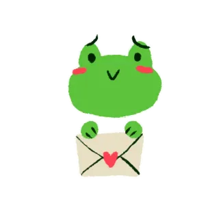 💌 b6dfa5ea กบ, ซองจดหมาย, หัวใจ, น่ารัก, สัตว์, การ์ตูน, ความรัก, จดหมาย whatsapp sticker