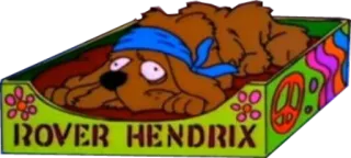 💀 c195ec9d ROVER HENDRIX Hund, Cartoon, Friedenszeichen, Sixties, Bandana telegram sticker