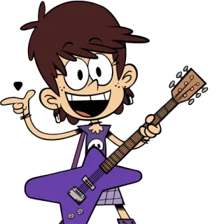 😃 1f2263f2 Luna Loud The Loud House kartun, Nickelodeon, gitar, rock, musik, animasi telegram sticker
