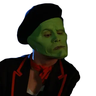 ☹️ 641b8b88 The Mask movie, character, green face, beret whatsapp sticker